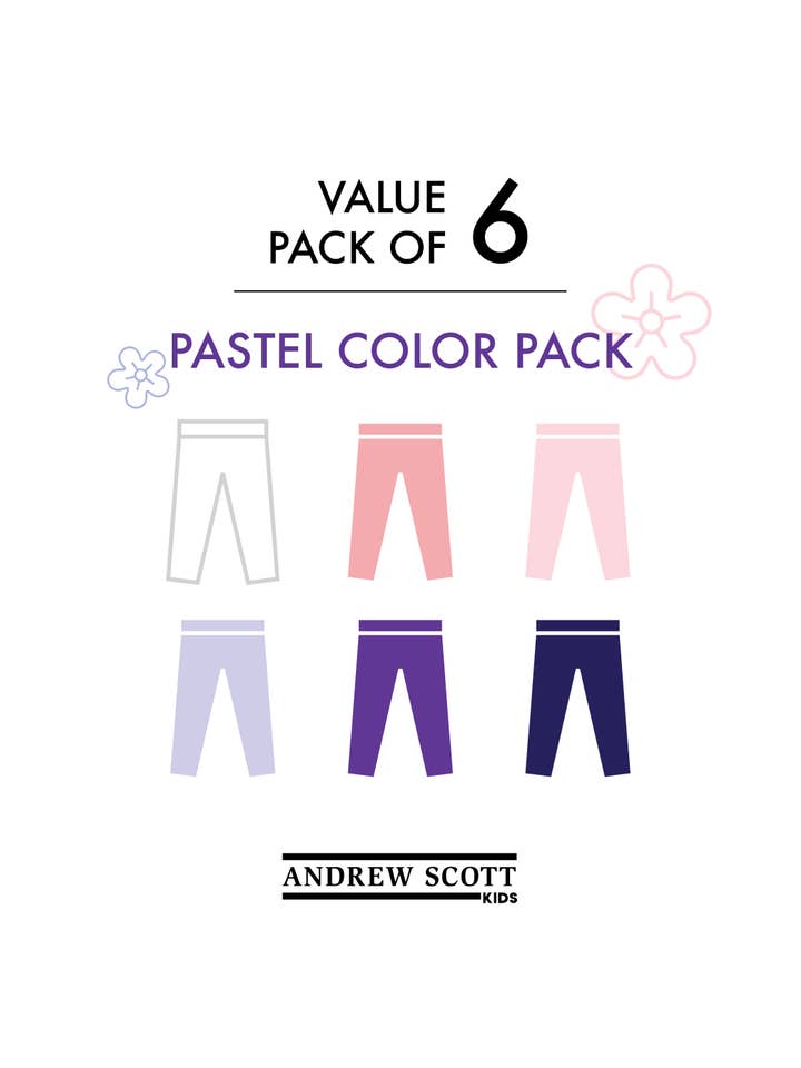 I-Wear Brands - Wholesale Athletic/Lounge Leggings - Kids - 6 Pack Kid's Athletic Performance Cotton Leggings6