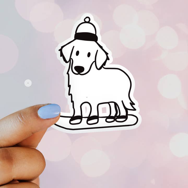 Snowboard Puppy Vinyl Sticker for wholesale by Wildside Dog Gear