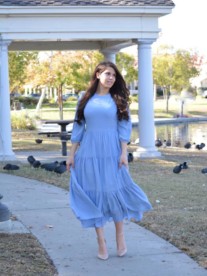 Marbella Warm Classic Blue Maxi Dress for wholesale by Skirt Society