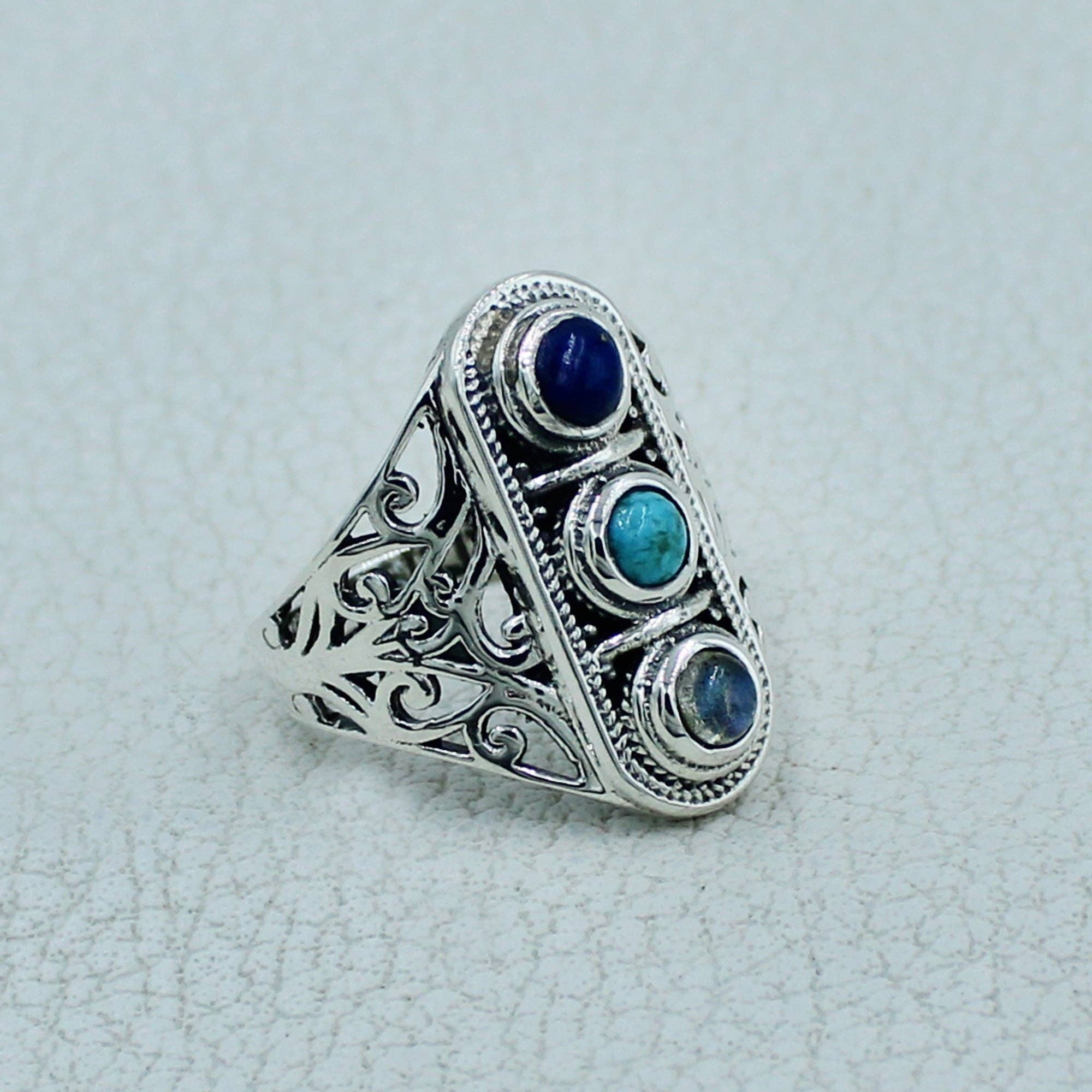 Silvex Jewelry – Engroshandel Statementring – Turkis, Lapis Lazuli Sterling Sølvring4