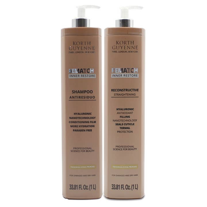 Kit Korth Guyenne Rematch Inner Restore Shampoo and Straightening System Professional 2x1L/2x33.8 fl.oz for wholesale by Korth Guyenne