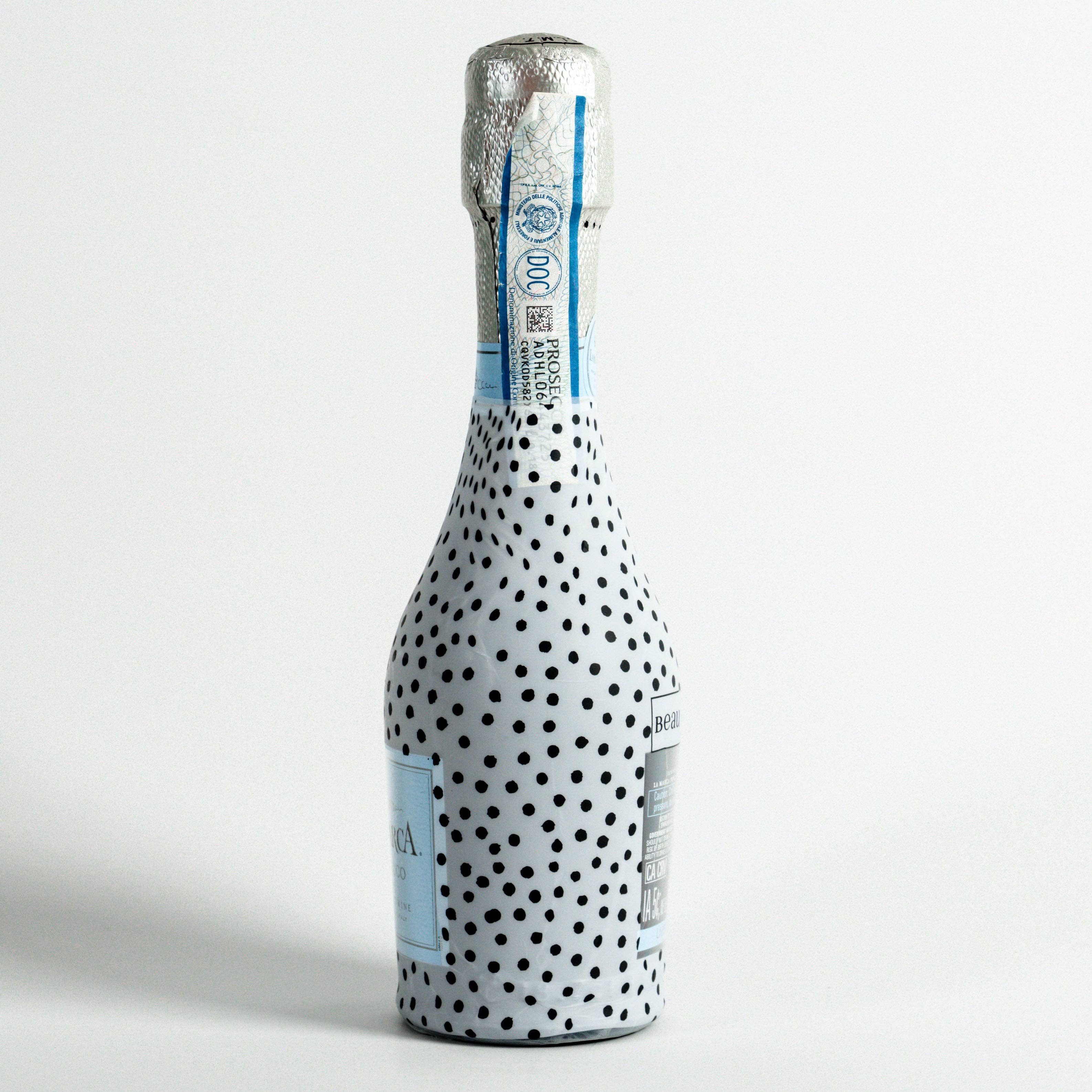Beau Bottles - Wholesale Wine Gift Bag - Beau Bottles Black and White Dots - MINI Prosecco Collection - Six Pack4