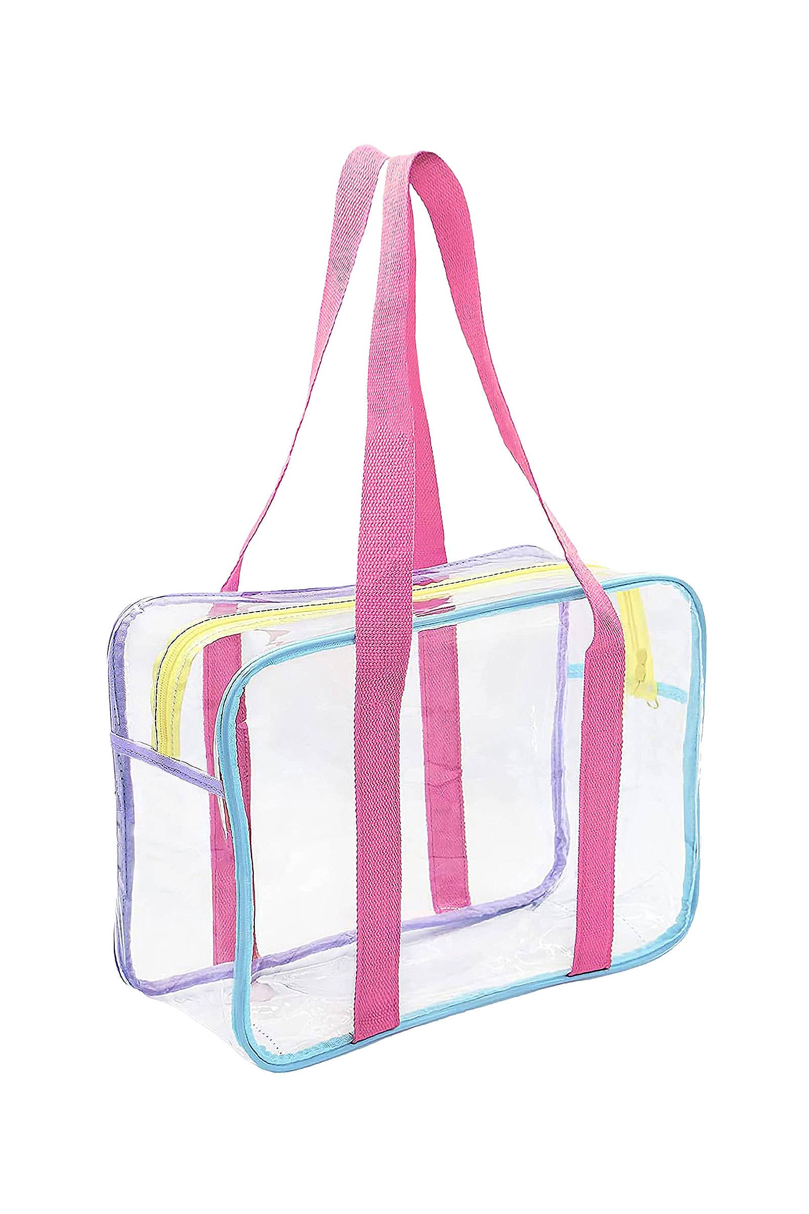 ASSORTEREDE Pastelfarvet gennemsigtig PVC toilettaske med lynlås og hank for engroshandel på Faire1