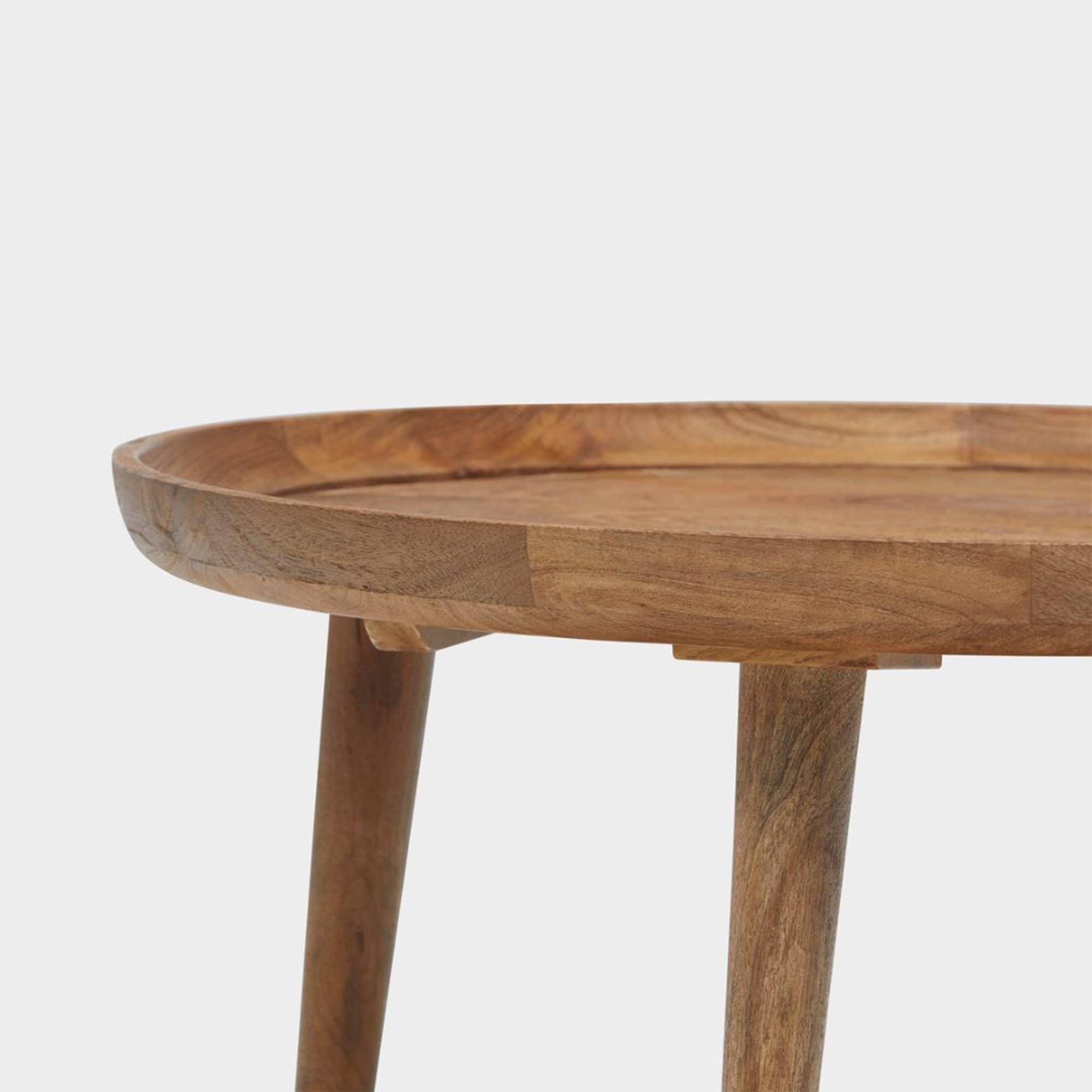 Heritage Lace - Wholesale Coffee Table - Natural Mango Wood 32" Round Tray Coffee Table With Lip3