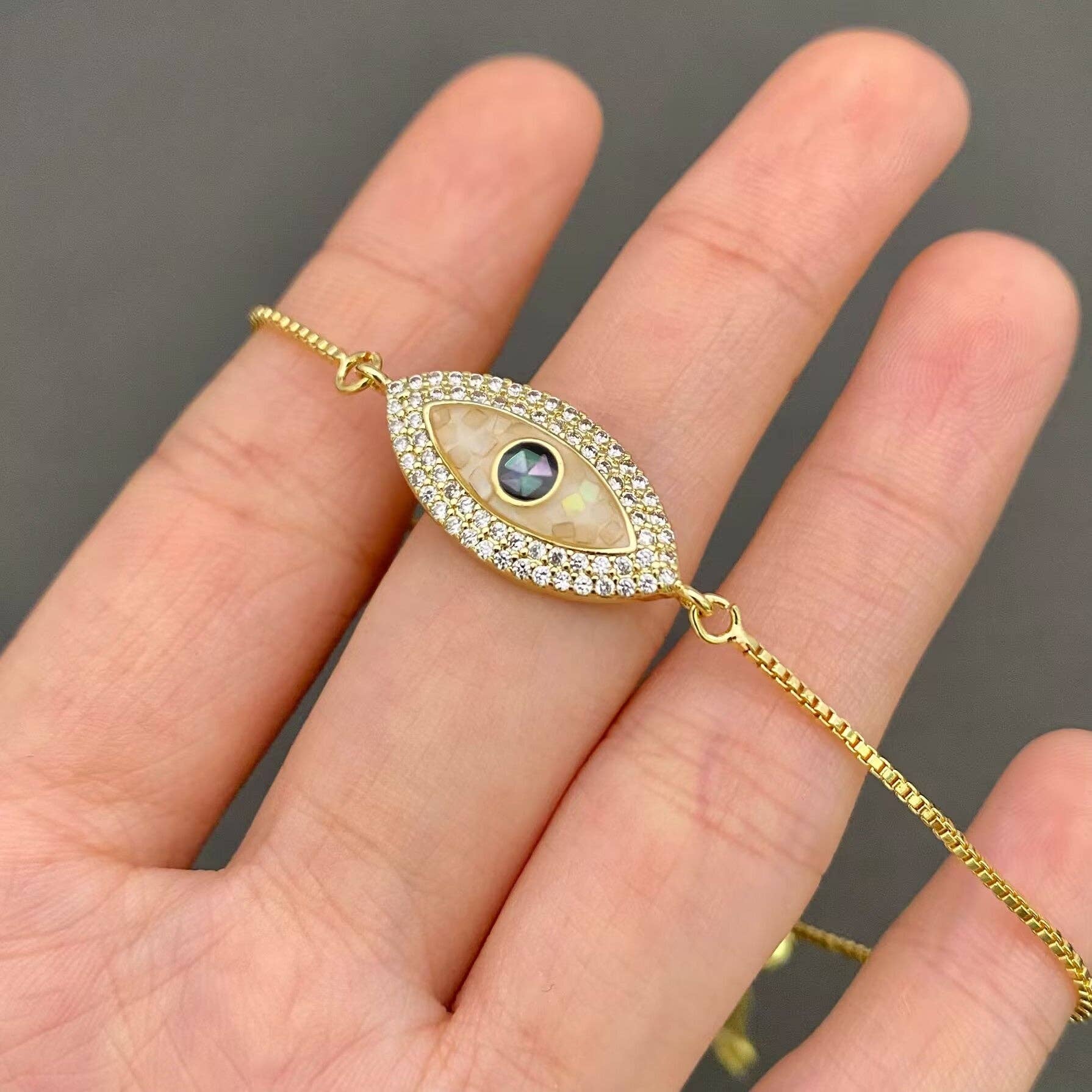 Mio Queena - Wholesale Charm/Dangle Bracelet - Rhinestone Evil Eye Bracelet0