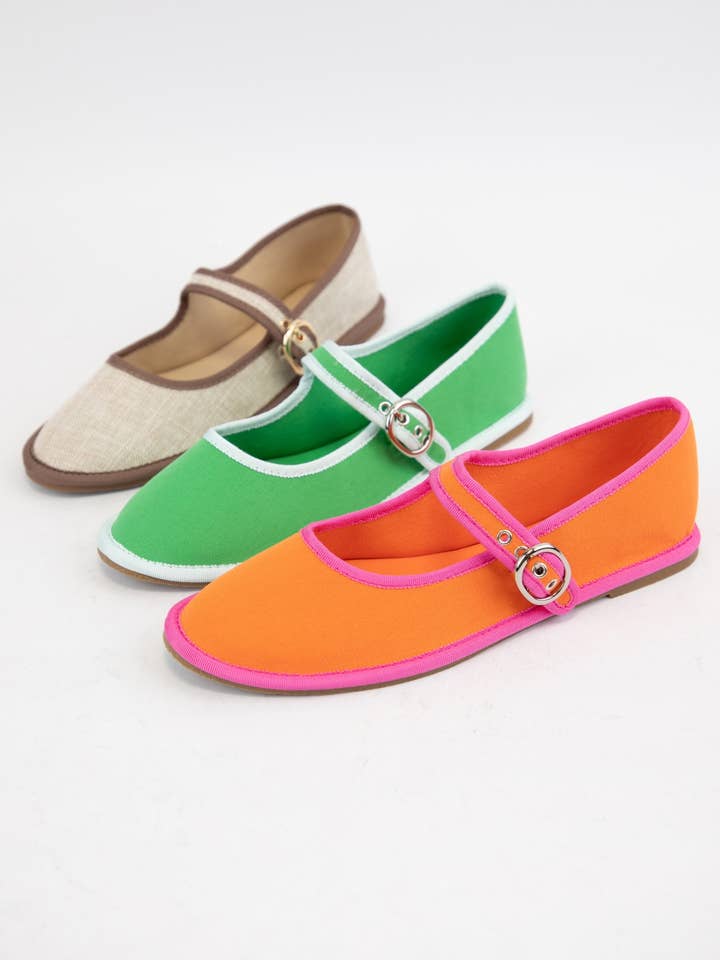 CCOCCI - Vendita all'ingrosso Ballerine - Donna - Ballerine Mary Jane in cotone con punta tonda FLETA