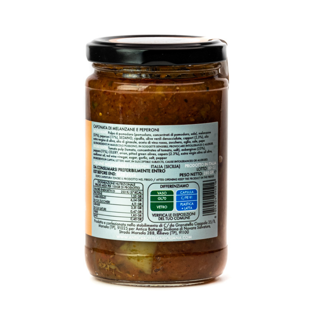 Antica Bottega Siciliana – wholesale Sås – Siciliansk aubergine- och kapriscaponata1