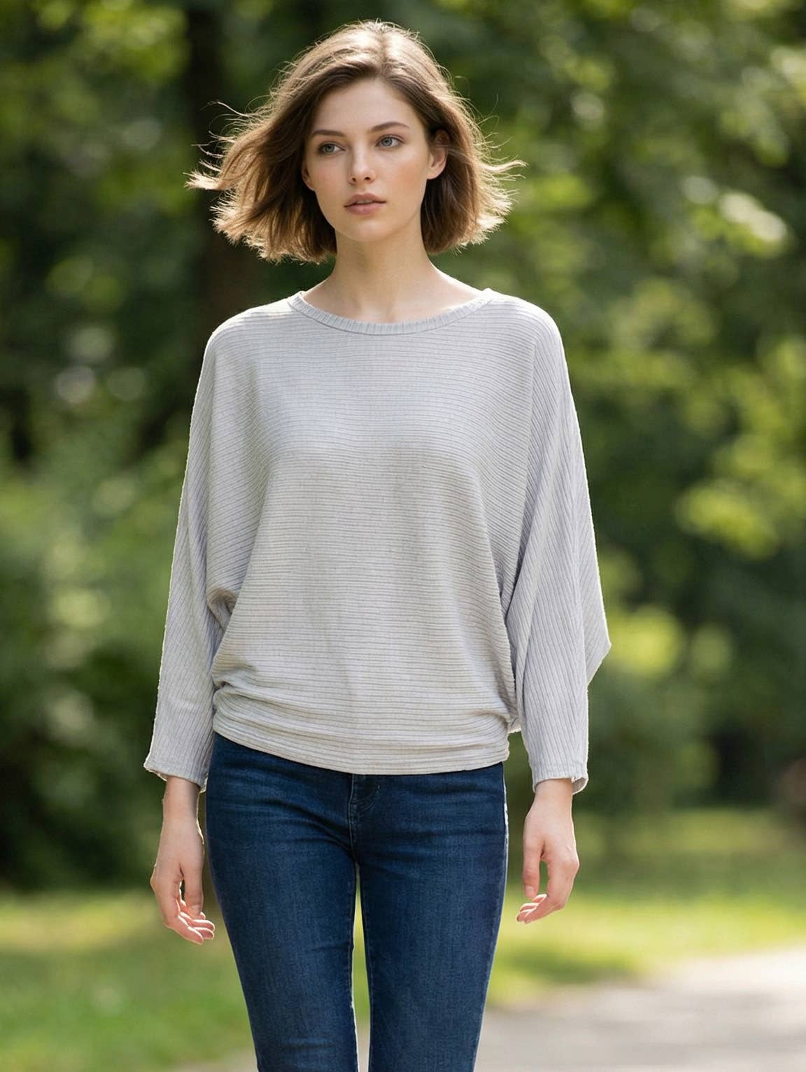 42POPS - Wholesale Knit Sweater - Women's - `.Ribbed Batwing Long Sleeve Boat Neck Sweater7