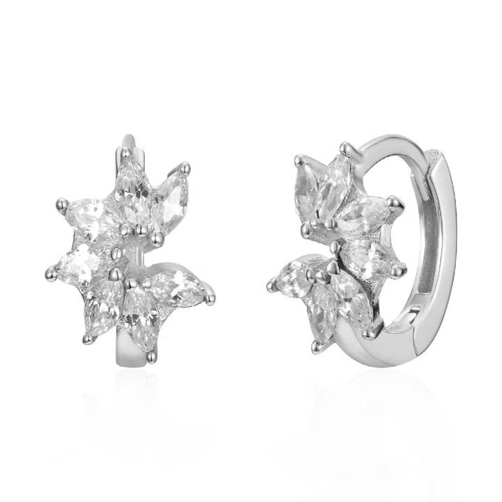 Lång hoop örhängen/hoop 9,5 mm blomma silver rodierat för wholesale av Buganto