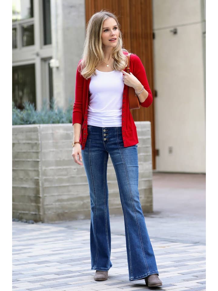 42POPS - Wholesale Cardigan - Women's - ",.....Side-pocket Snap Button Sweater Cardigan