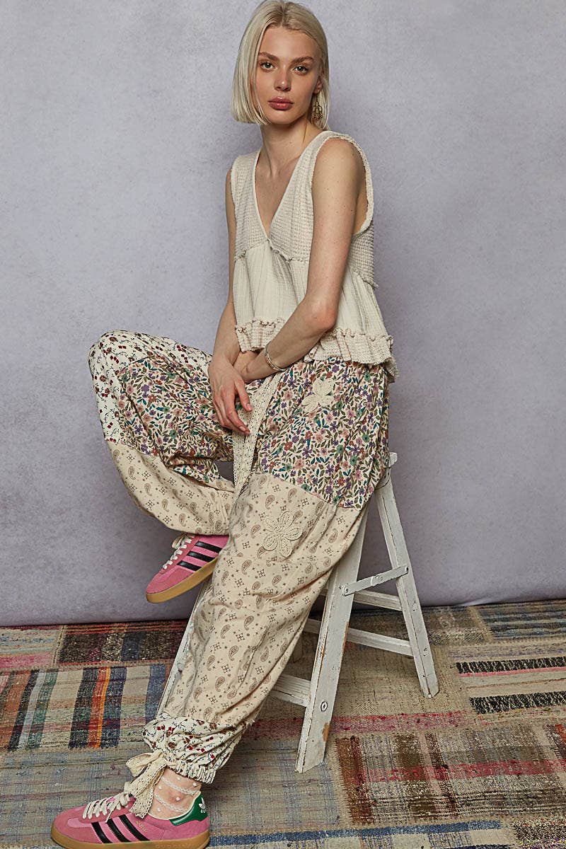 Pol Clothing - Wholesale Knit Top - Women's - Sleeveless contrast thermal cropped babydoll top SALE21