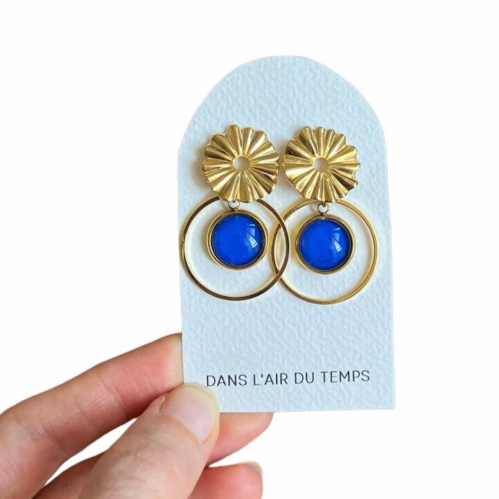 Dans l'Air du Temps Bijoux - Vendita all'ingrosso Orecchini pendenti - Orecchini boho blu elettrico con finitura dorata o argentata