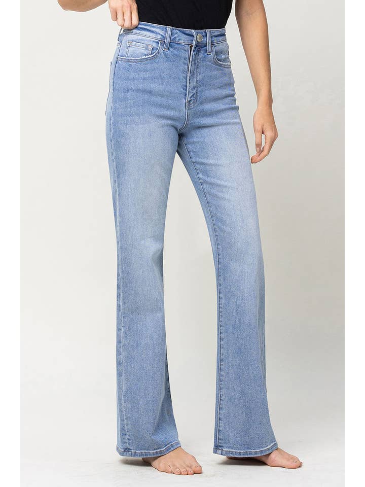 GREENE 90'S VINTAGE SUPER HIGH RISE FLARE JEANS V3132 for wholesale on Faire