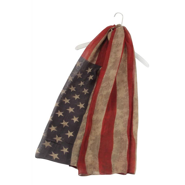 Brown 4th of July American Flag Print Scarf for wholesale on Faire
