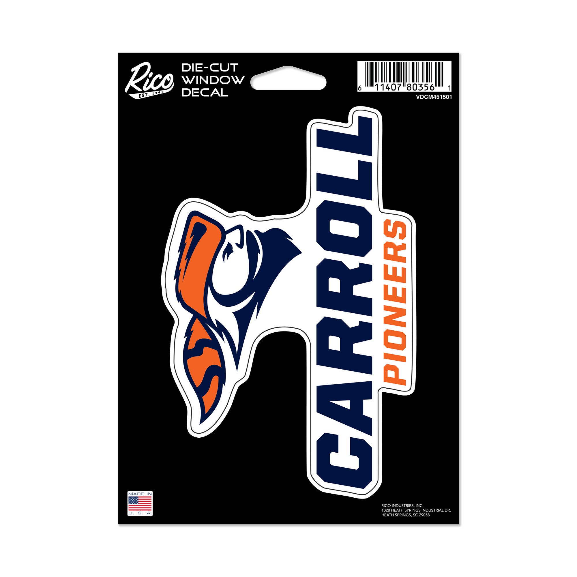 Rico Industries - Wholesale Car Decorative Charm - Unisex - NCAA Carroll University Pioneers Medium Die Cut Decal