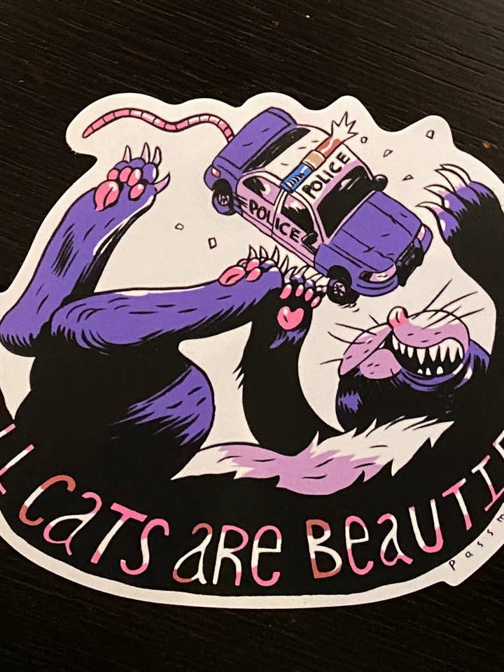 Sticker: All Cats Are Beautiful (Acab) In Color for wholesale by Silver Sprocket