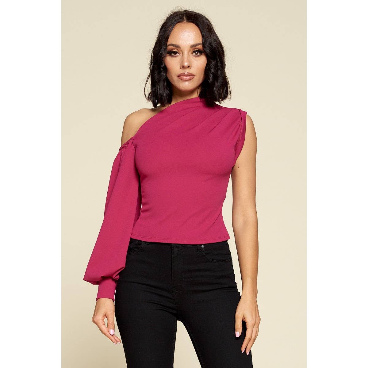 DORCAS - Wholesale Blouse - Women's - ONE SLEEVE FASHION TOP5