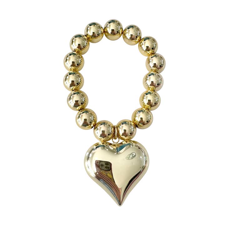 Gemelli - Wholesale Charm/dangle bracelet - Gina Beaded Puffy Heart Charm Bracelet 0