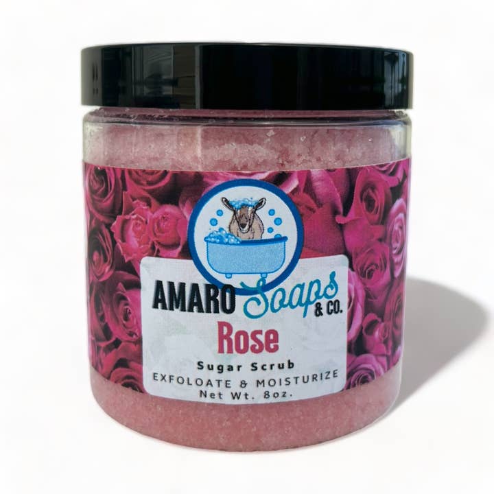 Rose Sugar Scrub for wholesale by Amaro Soaps & Co.