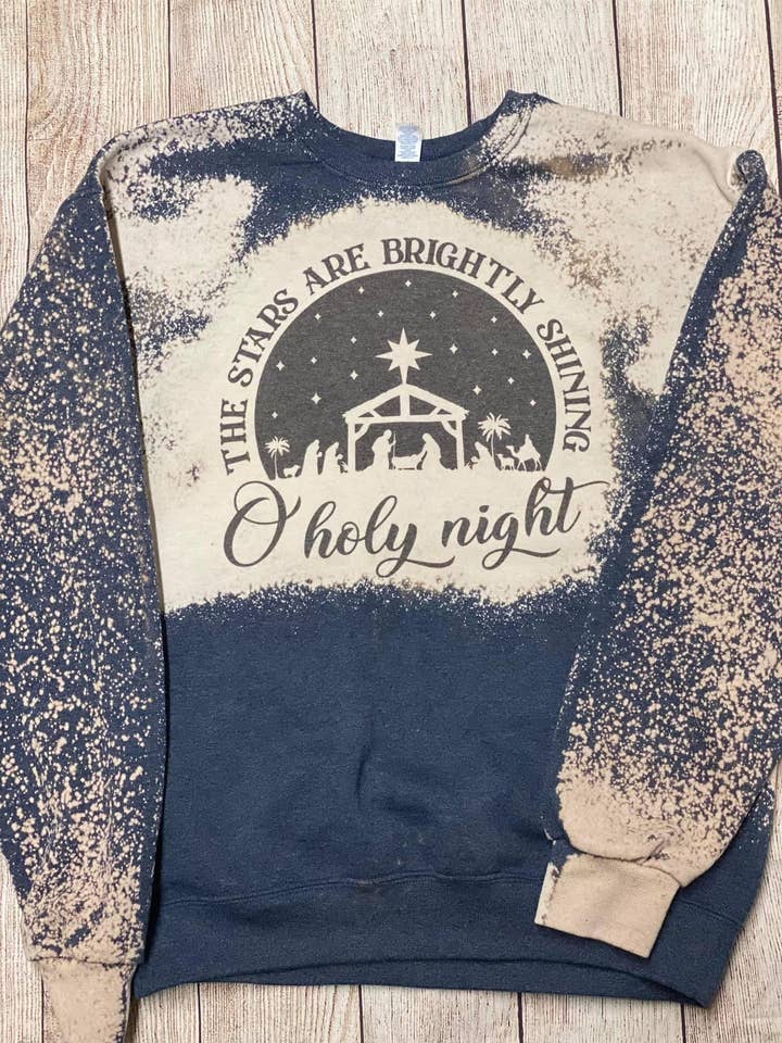 Sweat-shirt blanchi O Holy Night Christian pour la vente par Neat Creations