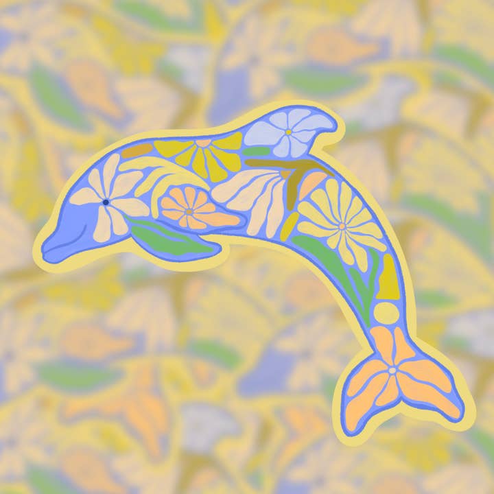 Floral Dolphin - Vinyl Sticker for wholesale by The SoulShine Co.