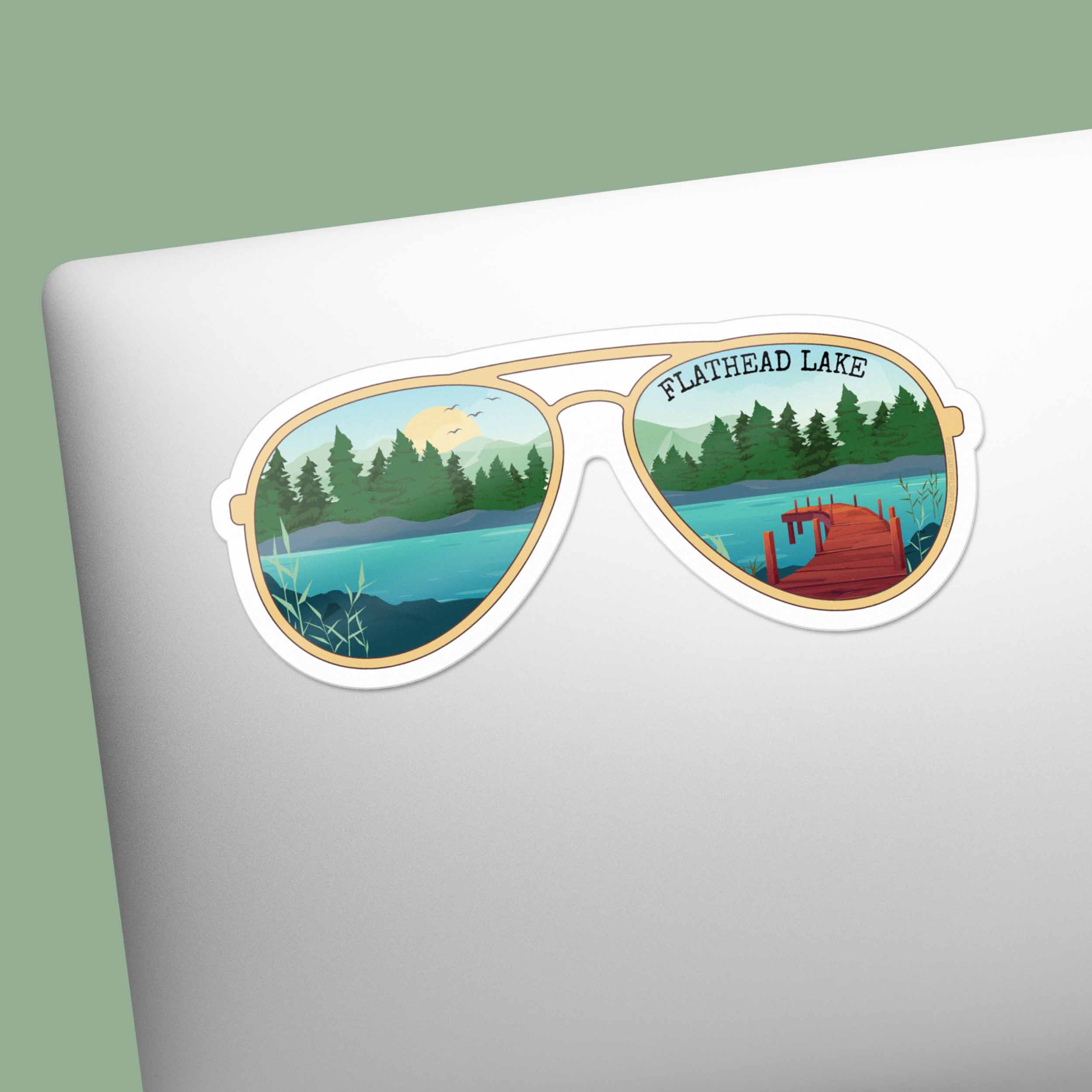 Sentinel Supply - Wholesale Sticker - Custom Lake Sunglasses Sticker - Name Drop Nature Decal3