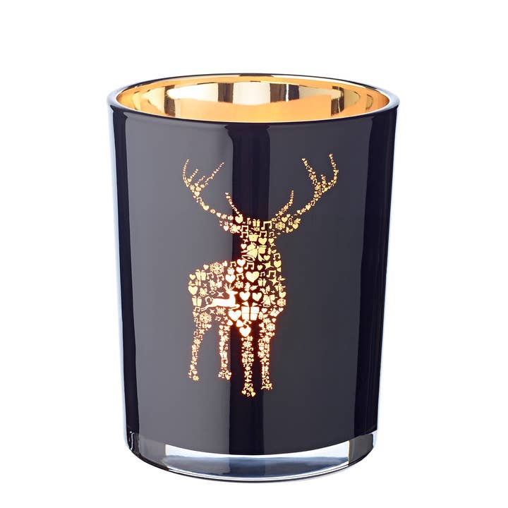 Glass Windlight Fancy Black Height 13 cm for wholesale by EDZARD