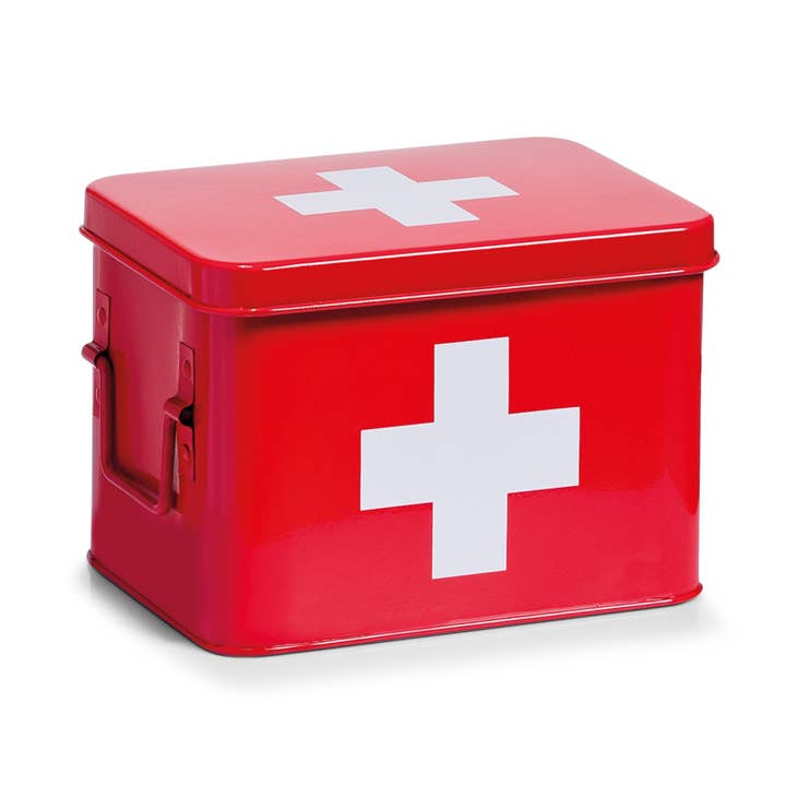 Medicine box, metal, red for wholesale on Faire0