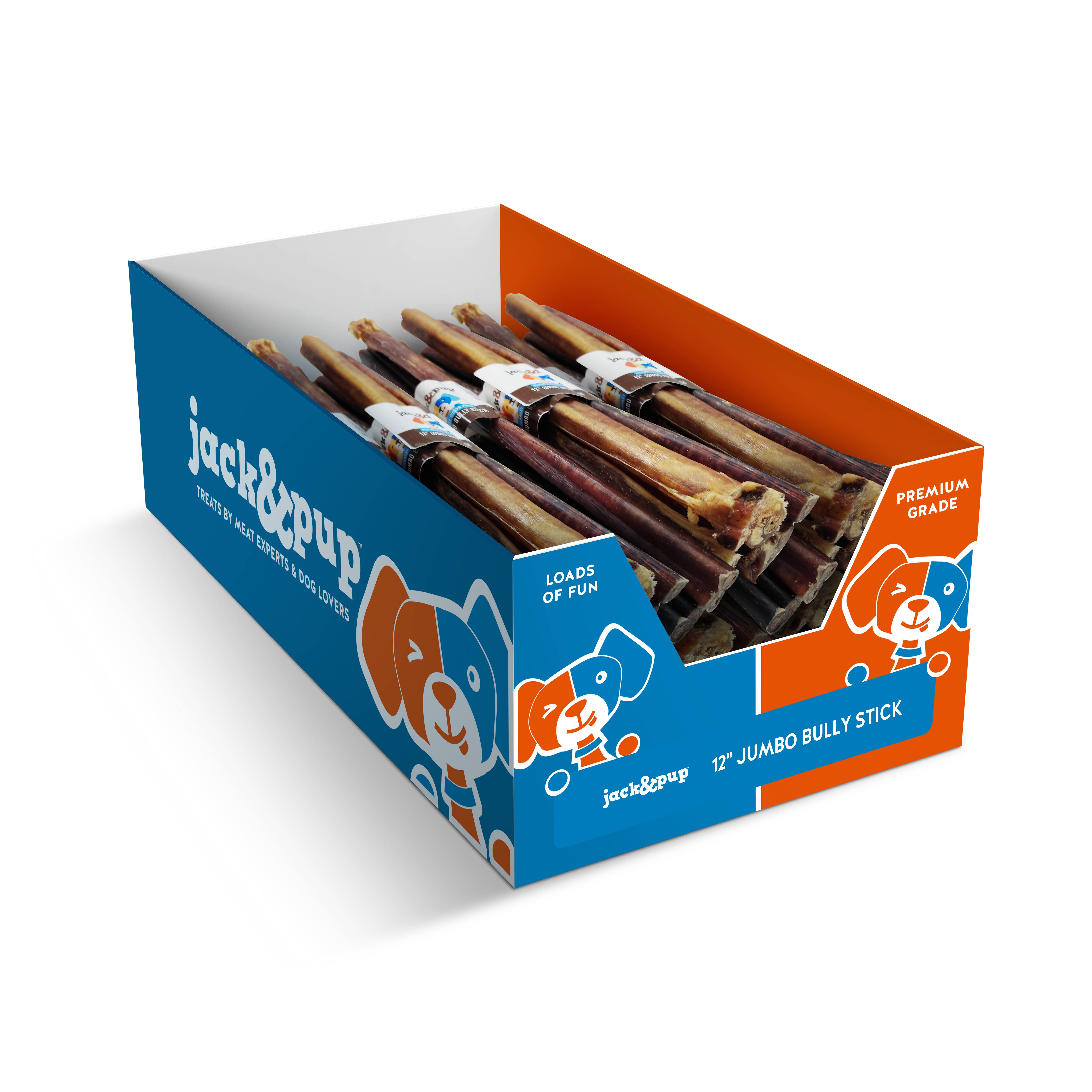 J&C PET SUPPLY LLC - Wholesale Pet treats – Dog - 12 Inch Jumbo Bully Sticks Jack&pup Dog Treats