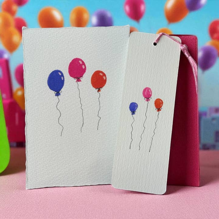 Birthday Painted Watercolor Set of Card & Bookmark for wholesale by Crafting Queens