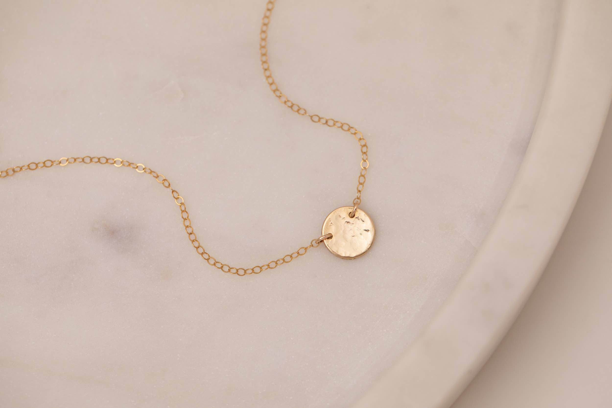 Thira Jewelry - Wholesale Pendant/Charm Necklace - Tiny Gold hammered disc necklace3