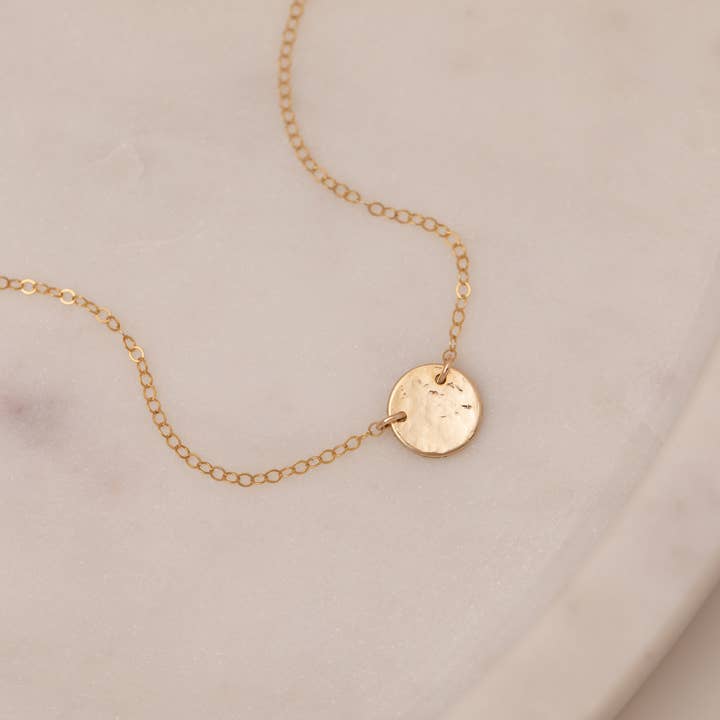 Thira Jewelry - Wholesale Pendant/Charm Necklace - Tiny Gold hammered disc necklace3