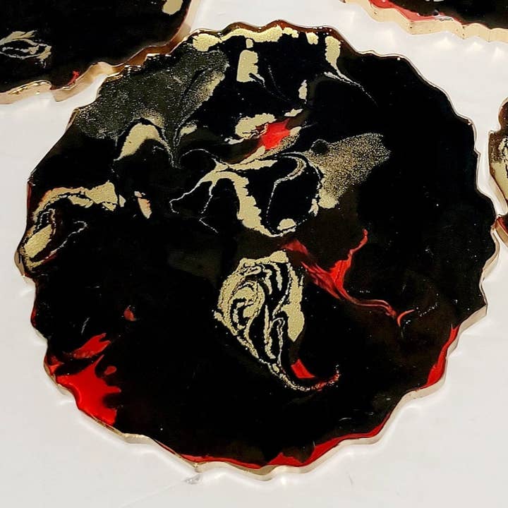 Swirl Color, Resin Coasters, White Base or Black Base for wholesale by WoodShack Curiosities