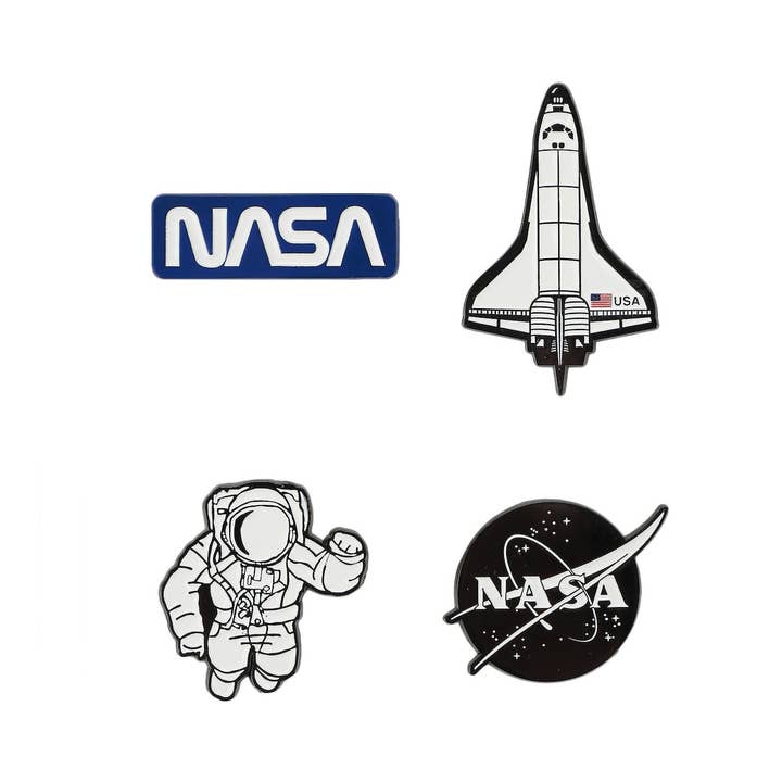 NASA Icons 4-Pack Lapel Pin Set for wholesale by Bioworld Merchandising