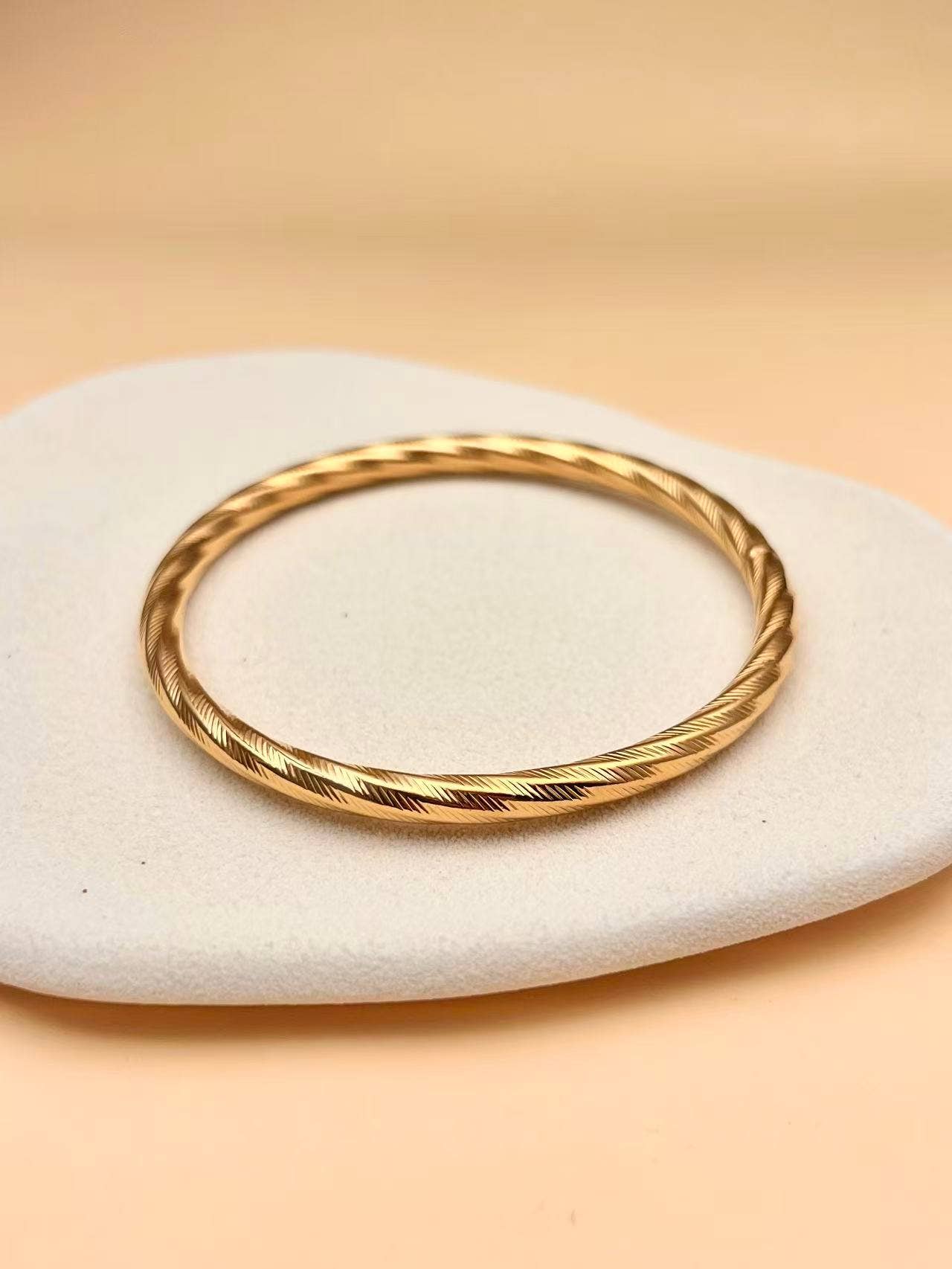 COSMOS - Wholesale Bangle Bracelet - Twisted Shiny Gold Bangle Stainless Steel Bracelet1