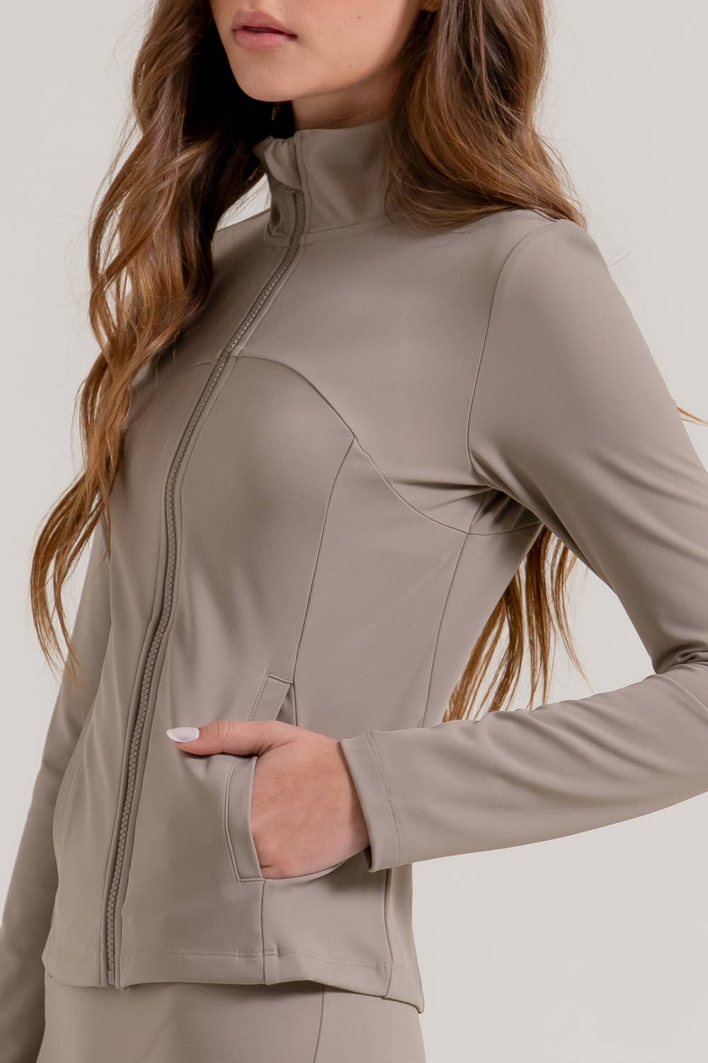 Active Basic | Active USA - Wholesale Athletic Jacket - Women's - Long Sleeve Mock Neck Seam Detail Workout Jacket40