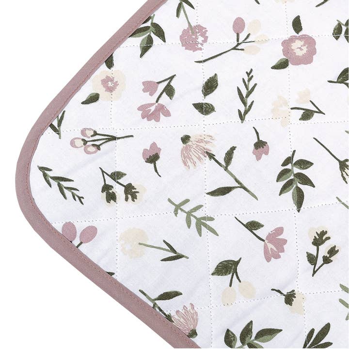 Perlimpinpin - Vente Matelas/tapis à langer – bébé - Matelas à langer matelassé imperméable - Floral (sans emballage)2