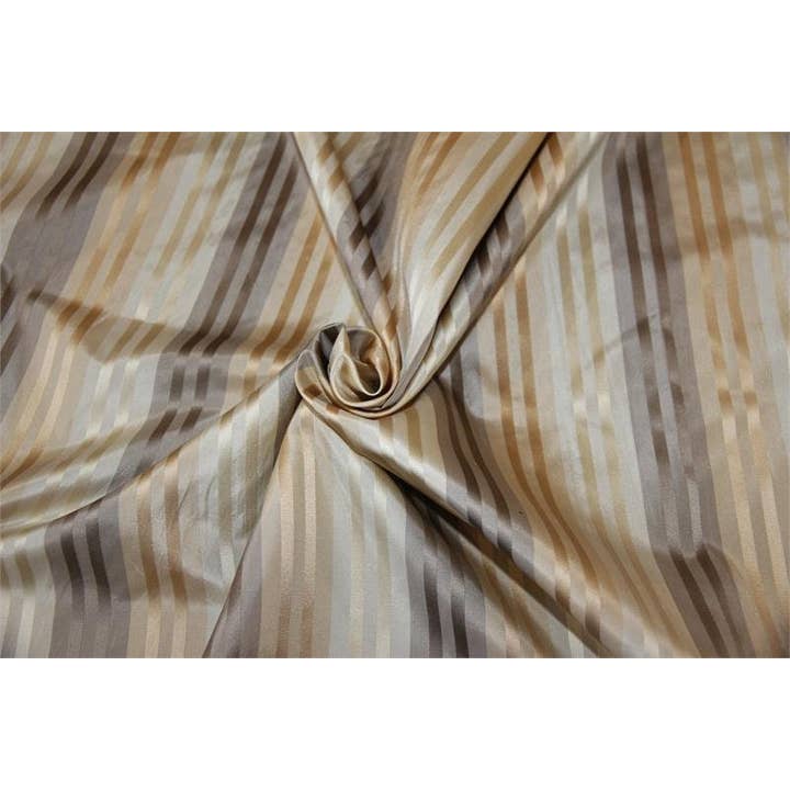 Striped Silk Satin Fabric - Lucia - Taupe & Cream for wholesale by Hyena