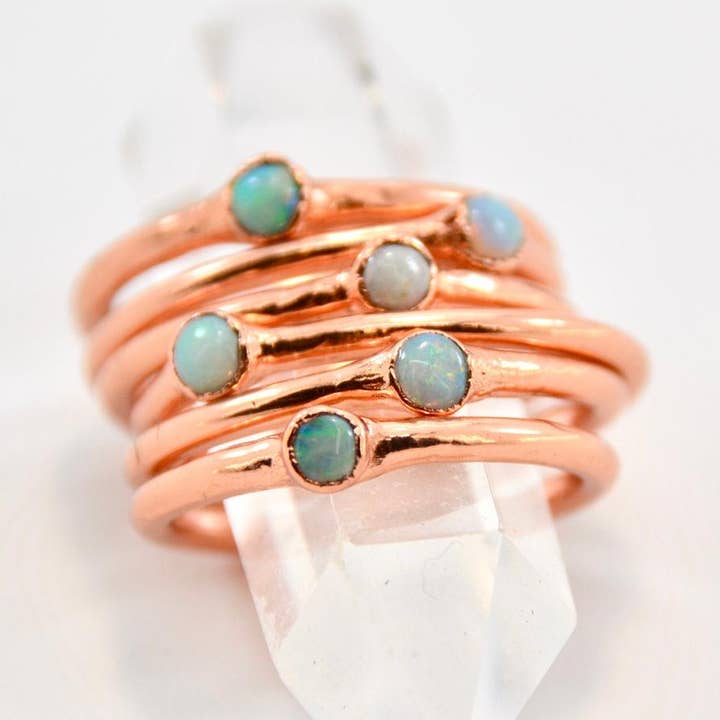 Daddy Daughter Jewelry - Wholesale Single Stone/Solitaire Ring - Opal Ring | Dainty Opal Ring| Opal Raw Stone | Minimal Ring
