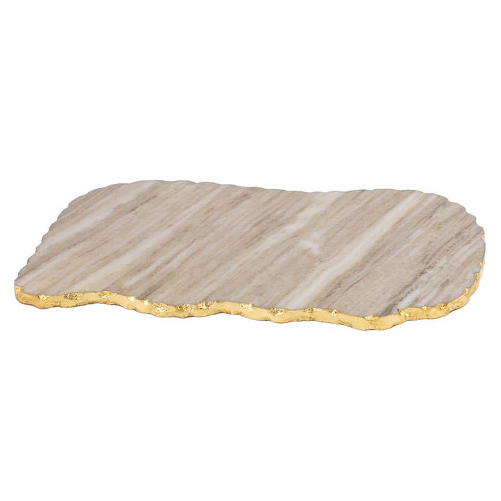 The Royal Standard - Wholesale Serving Tray - Metz Marble Serving Board Taupe/Gold 15x9.5x.5