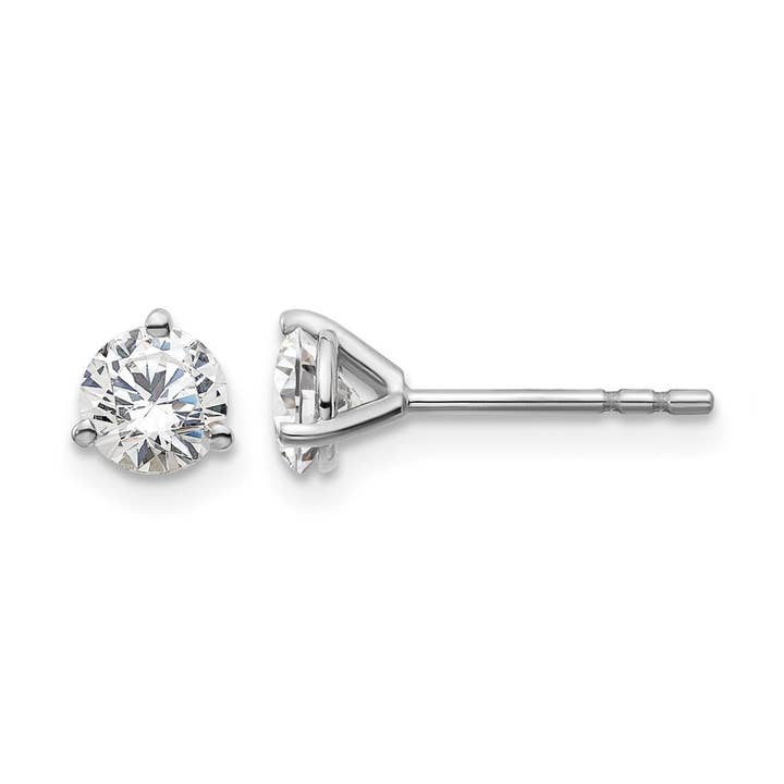 Boucles d'oreilles clous en or blanc 14K avec diamants de laboratoire en forme ronde pour la vente par Fine Diamond