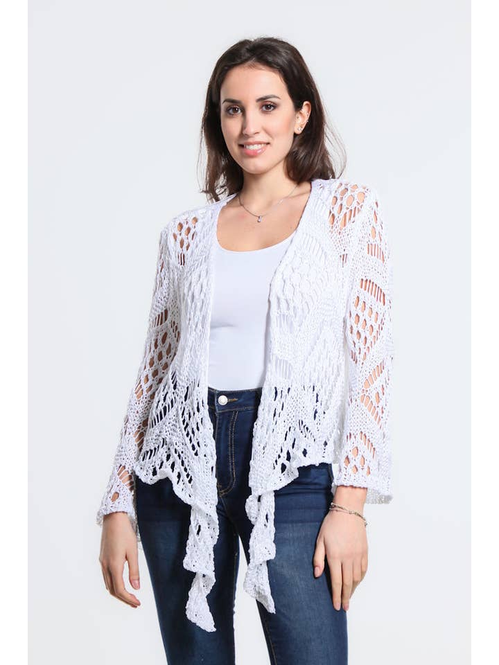 TINA Stephens Italy/Tees By Tina - Vente Cardigan – femme - Boléro Kandra en tricot ouvert à nouer sur le devant (CLS303)4