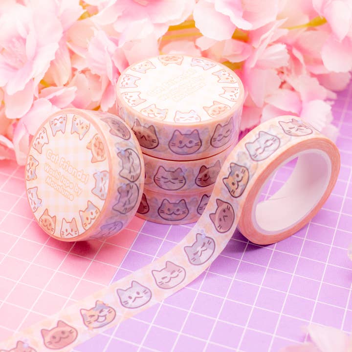 Cat Faces washi tape 15mm for wholesale by Moonlume