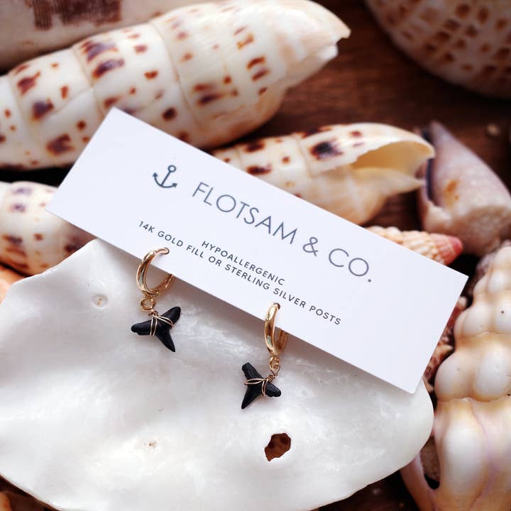 Mini Shark Tooth Ear Huggies for wholesale by Flotsam & Co. Hawaii