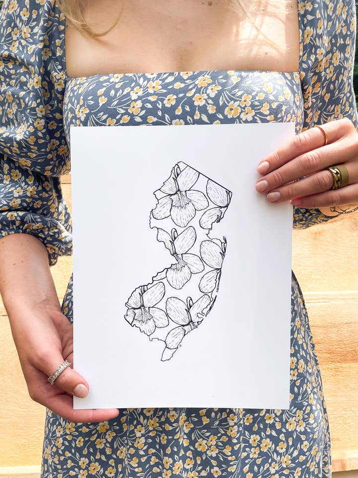 New Jersey Violets Print (State Flower) for wholesale by Wren and Rose