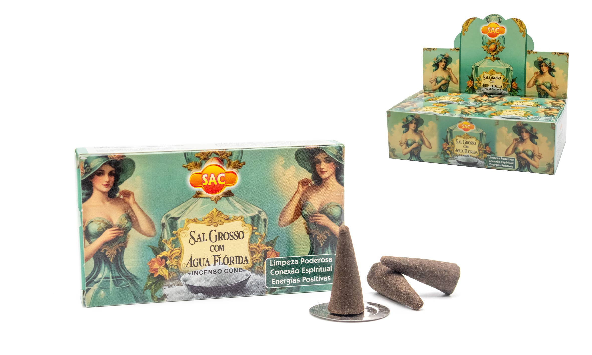 Esoterica Arte - Wholesale Incense - Inc. Cone SAC Coarse Salt w/ Florida Water (12 units)0