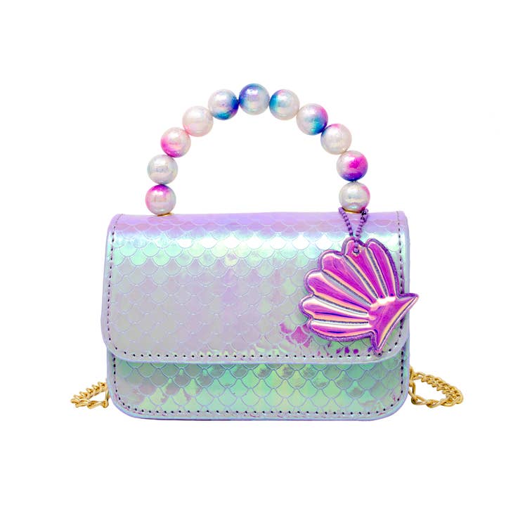 Borsa a forma di conchiglia con manico in perla a sirena per la vendita all'ingrosso da parte di Tiny Treats and ZOMI GEMS