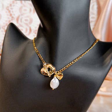 Collier Équilibre Élégant Avec Cœur Et Diamant Zircon para venta al por mayor de Pompon La Tulipe