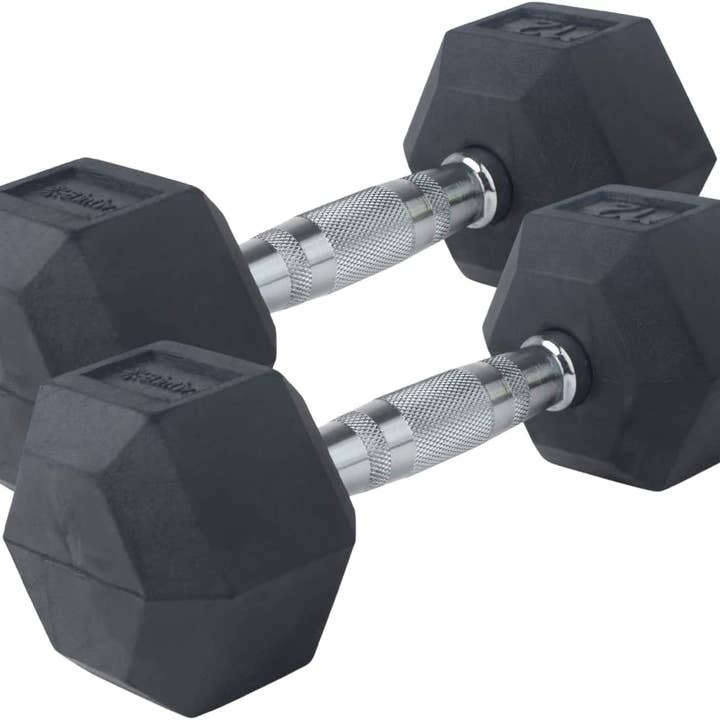 Bintiva - Wholesale Fitness Equipment - Rubber Coated Hexagon Dumbbells - Set of 2