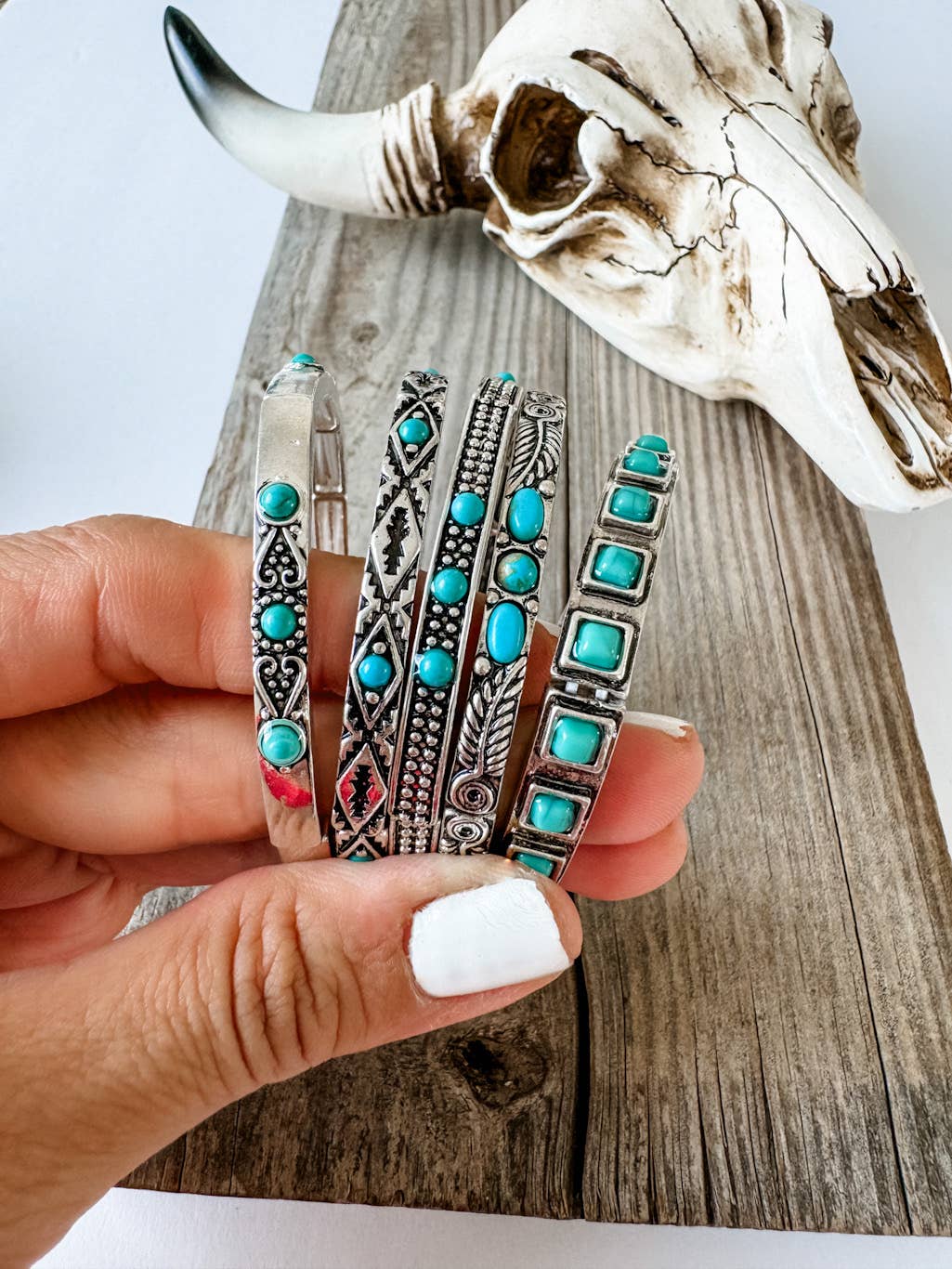 Boho Ranch Shop - Vente Bracelet jonc - Bracelet extensible Western en pierre turquoise 5